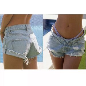 Nwt revice denim melrose shorts cut off fold over button fly women’s size 29‎